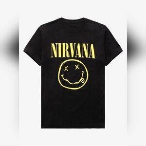 Distressed Nirvana Smile Black T-Shirt Size Med